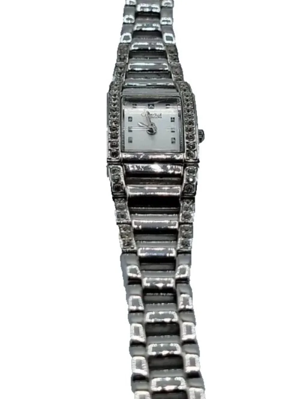 Caravelle By Bulova Ladies Watch A4 18mmPave Rhinestone Mother Of Pearl Face 7